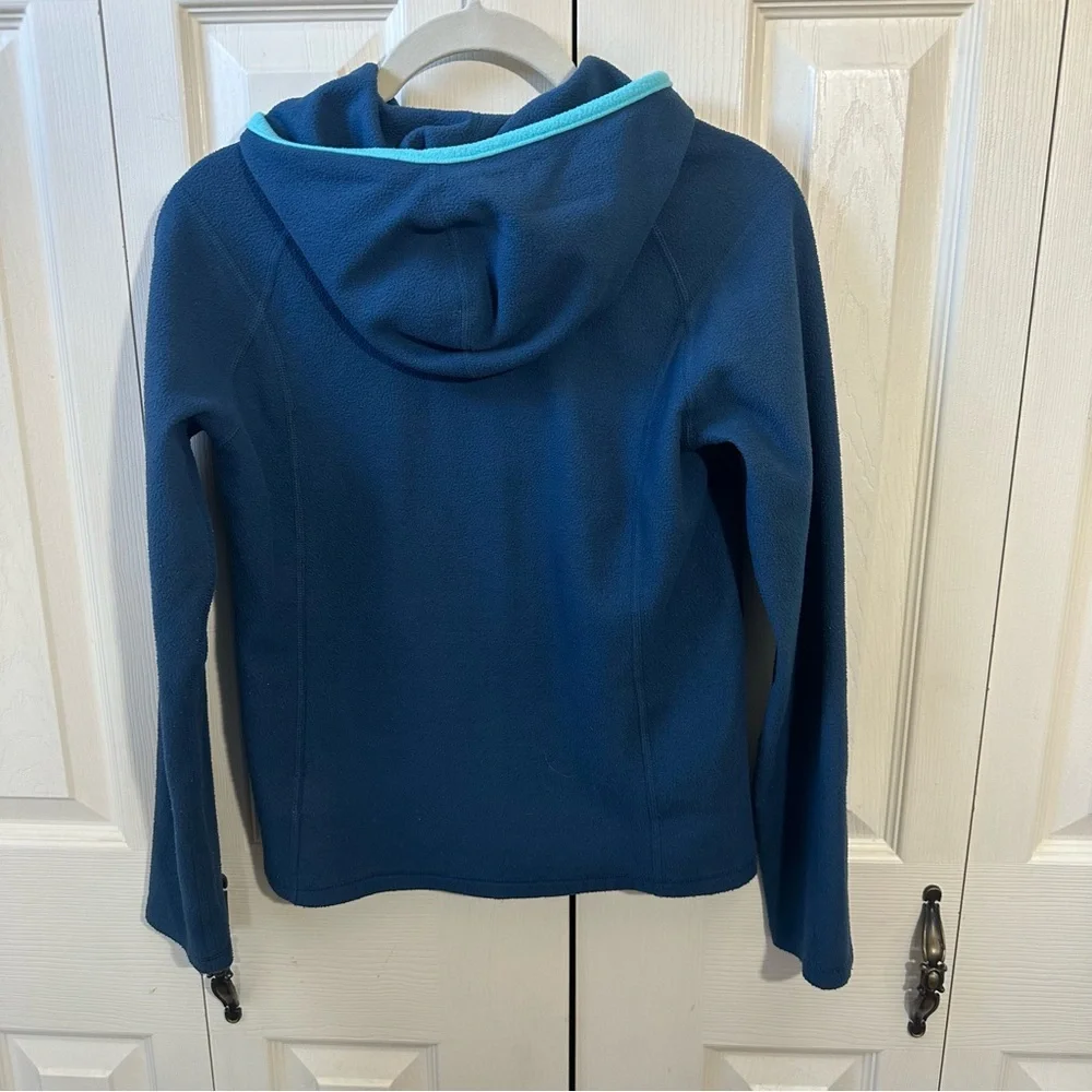 The North Face Girls size M Fleece Hooded Full Zip Jacket Blue Teal Turquoise